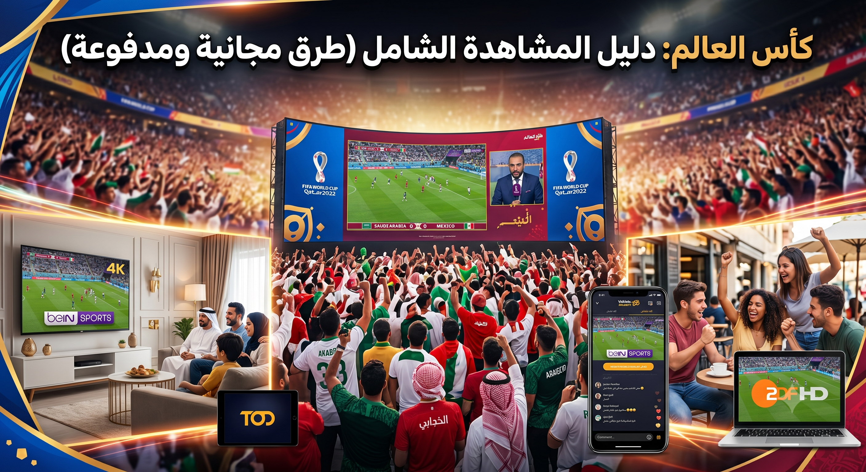 كيف تشاهد مباريات كأس العالم؟ (طرق مجانية ومدفوعة)